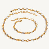 18K GOLD SILVER TWO TONE CROSS CLASP NECKLACE_CWAJE4860