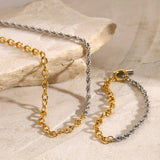 Two-Tone Gold Silver Twisted Chain Necklace