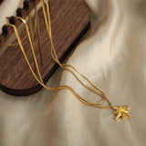 EIGHT POINTED STAR PENDANT DOUBLE LAYERED NECKLACE_CWAJE1087