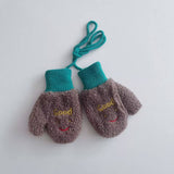 CHILDRENS CUTE SMILING FACE LAMBSKIN GLOVES_CWASC2112