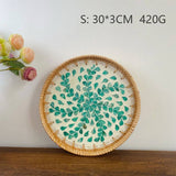 RATTAN FRUIT PLATE TEA ROOM SHELLBASKET ROUND PLATE_CWMM4495
