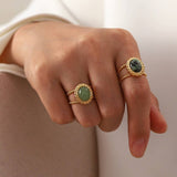 AFRICAN PINE STONE GOLD FASHION RING_CWAJE1398