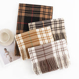 Women Simple Plaid Warm Scarf