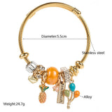 GOLD STAINLESS STEEL BRACELET WITH PINEAPPLEBALLOON_CWMM8586