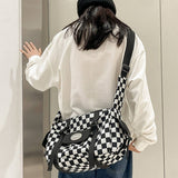 Plaid Large Capacity Shoulder Canvas Bag_Cwab1600