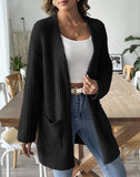 Woven Sweater Casual Double Pocket Cardigan