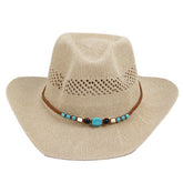 OUTDOOR BREATHABLE WESTERN COWBOY STRAW HAT_CWAH1193