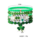 ST PATRICKS DAY BRACELET SET SHAMROCK PENDANT_CWMM3497
