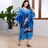 PLUS SIZE BUTTERFLY PRINT BEACH COVER UP DRESS_CWMM6199
