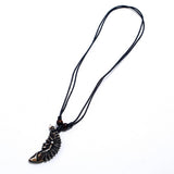Vintage Wax Rope Resin Wolf Tooth Necklace_Cwmm4598