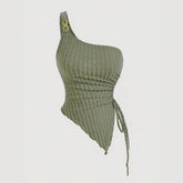 Womens Sexy One-Shoulder Fitted Tank Top