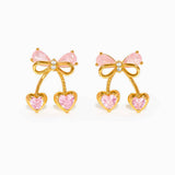 BOW HORSESHOE BOOT ZIRCON 18K GOLD STUD EARRINGS_CWAJE5069