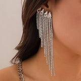 FRENCH STYLE TASSEL RHINESTONE EARRINGS_CWAJE1140