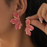 SWEET GRADIENT OIL DROP FLOWER ALLOY EARRINGS_CWMM3198