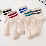 2 STRIPE COTTON MID SOCKS FOR WOMEN WHOLESALE_CWMS070