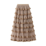 POLKA DOT MESH CAKE SKIRT ONE STEP LONG SKIRT_CWBMS0305