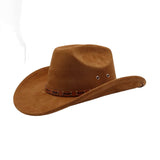 Unisex Soft Suede Western Cowboy Fedora Hat_Cwah04368