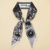 FLORAL LETTER PRINT SCARF HEADBAND BAG STRAP_CWASC0061