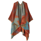 DOUBLE SIDED PLAID FAUX CASHMERE SHAWL CAPE_CWASC2135