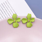 S925 Silver Needle Avocado Colored Stud Earrings