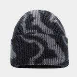 Tie Dye Knit Beanie Women Street Style Winter_Cwah04733