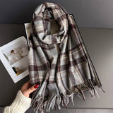 Vintage Plaid Winter Cashmere Feel Tassel Scarf_Cwasc03261