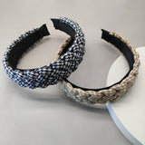 HANDMADE GEOMETRIC PLAID TWIST HEADBAND_CWAHA2602