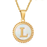18K GOLD STAINLESS STEEL SHELL LETTER NECKLACE_CWAJE0686
