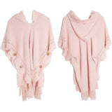 Women Poncho Sweater Cozy Cape With Hood