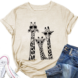 Womens Giraffe Print Casual Summer T-Shirt