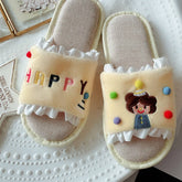 EMBROIDERED LITTLE GIRL LINEN SLIPPERS FOR WOMEN_CWMM2965