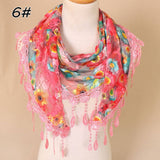 COLORFUL HOLLOW TASSEL LACE TRIANGLE SCARF VEIL_CWMM1989
