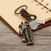 CREATIVE RETRO ALLOY FISHBONE LEATHER KEYCHAIN_CWMM4775