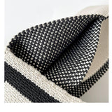 BLACK AND WHITE STRIPED STITCH HANDBAG_CWAB2393