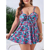 LARGE SIZE FLORAL ONE PIECE SWIMSUIT WITH SKIRT_CWMW0591