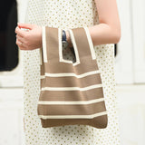 STRIPE PRINT CROCHET TOTE BAG MINI CLUTCH PURSE_CWAB0881