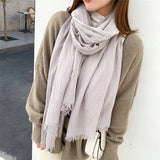 COTTON LINEN SOLID COLOR BEACH SHAWL SCARF _CWASC0197