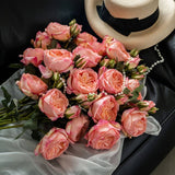 MULTI HEAD BURNT EDGE AUSTIN ROSE FAUX BOUQUET_CWMM6525