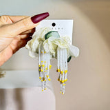 HANDMADE FLORAL TASSEL EARRINGS LONG STATEMENT_CWMM6171