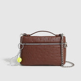 RACING STYLE OSTRICH GRAIN SHOULDER BAG_CWAB5724
