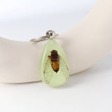 AMBER GLOW IN THE DARK INSECT KEYCHAIN PENDANT_CWMM3698