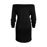 Solid Color Long-Sleeved Off-Shoulder Knit Dress
