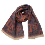 GREEK KEY JACQUARD SCARF FRINGE WINTER WRAP_CWASC0868