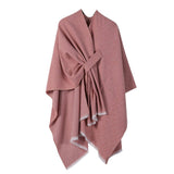 SHAWL KNITTED SOLID COLOR OBLIQUE STRAP CAPE_CWASC2172