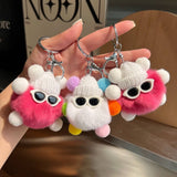CUTE RABBIT FUR BRIQUETTES CAR KEYCHAIN PENDANT_CWMM2480