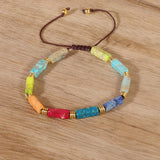 COLORFUL RECTANGULAR BEADS YOGA BRAIDED BRACELET_CWAJE3958