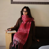 RED PLAID SCARF SOFT FAUX CASHMERE WINTER WRAP_CWASC2343