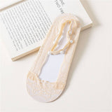 Women Pearl Lace Solid Color Invisible Socks_Cwms0495