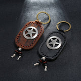 FIVE POINTED STAR DOUBLE LAYER COWHIDE KEYCHAIN_CWMM5025