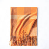 PLAID FAUX CASHMERE SCARF THICK WARM NECK WRAP_CWASC0242